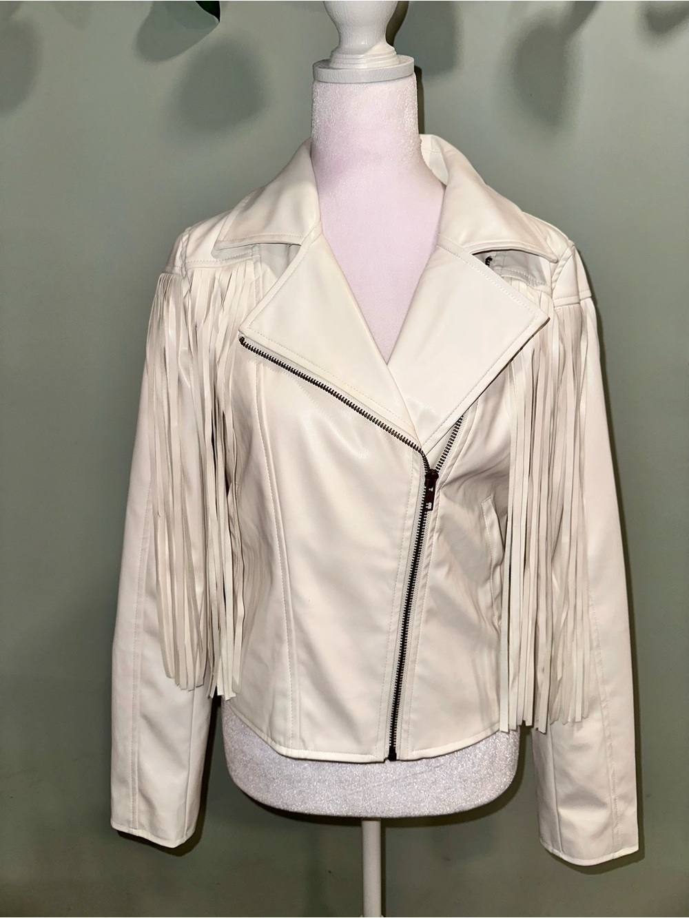White Fringe Moto Jacket